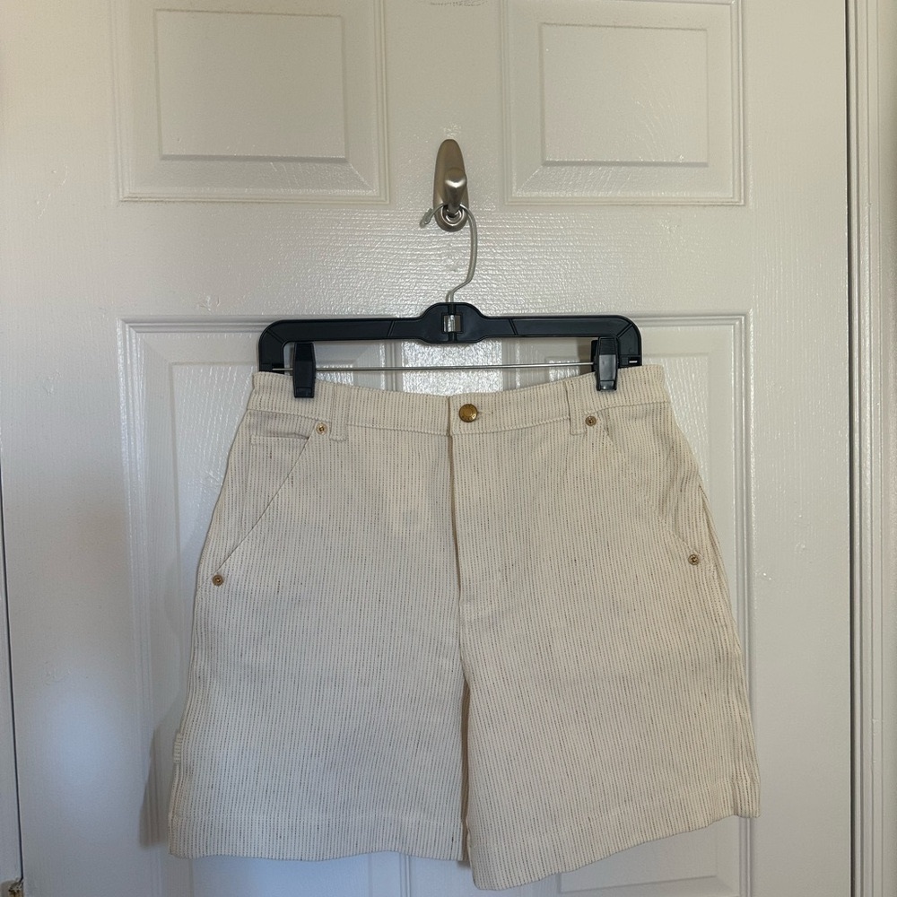 Tory Burch Cream Striped Shorts - Picture 1 of 5
